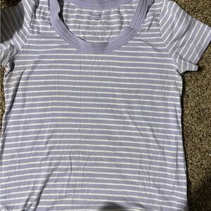 Croft & Barrow Lavender and Cream Striped Shirt